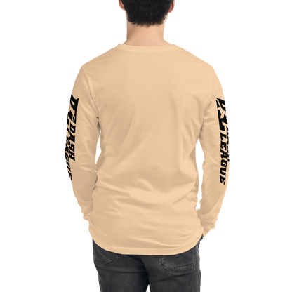 Long Sleeve Shirt Black with White Outline DL Logo (Front+Sleeves)