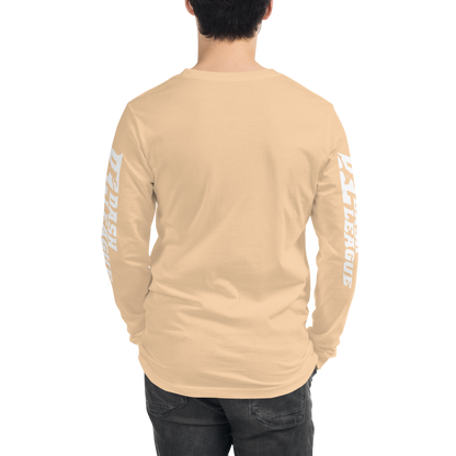 Long Sleeve Shirt White with Black Outline DL Logo (Front+Sleeves)