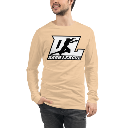 Long Sleeve Shirt White with Black Outline DL Logo (Front+Back)