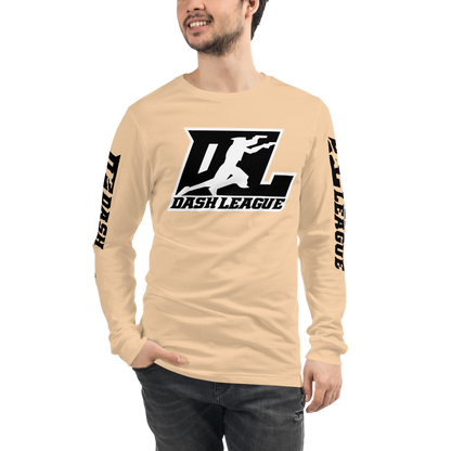 Long Sleeve Shirt Black with White Outline DL Logo (Front+Sleeves)