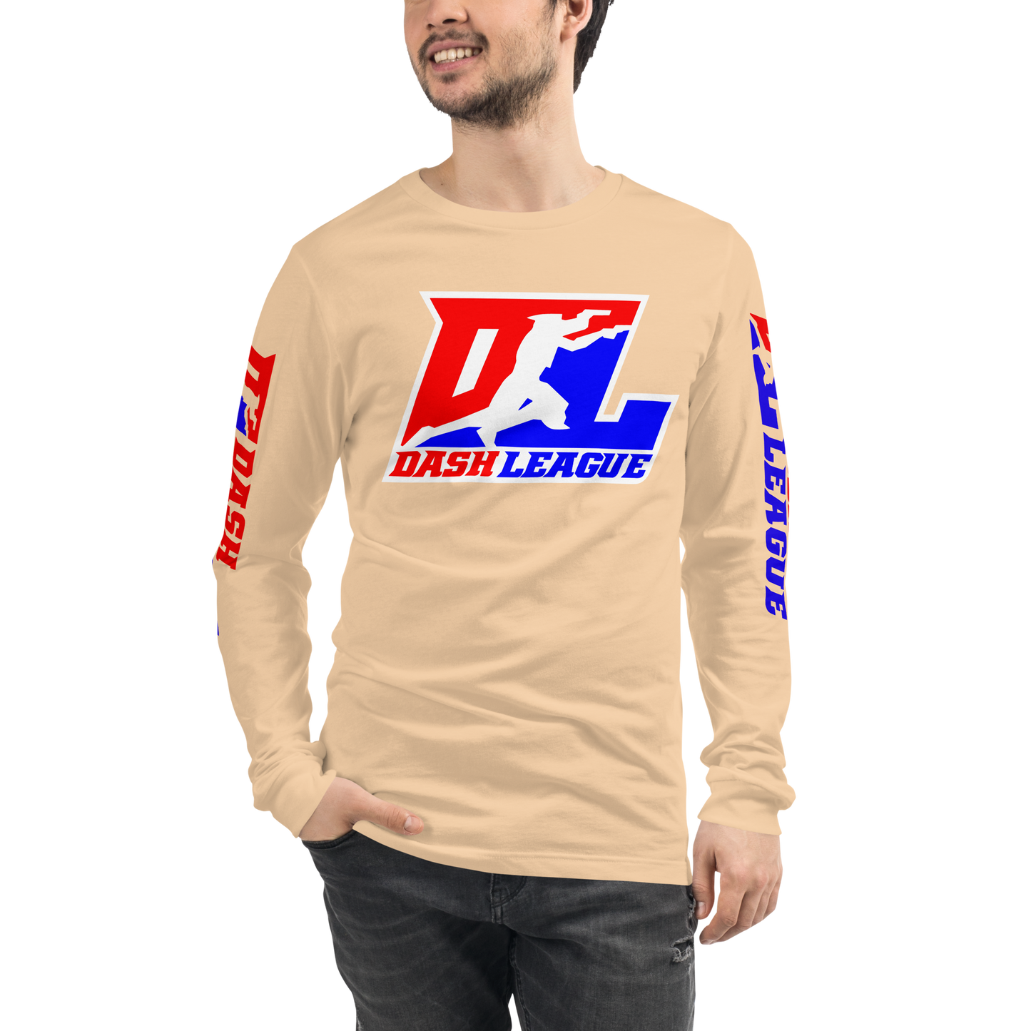 Long Sleeve Shirt Color with White Outline DL Logo (Front+Sleeves)