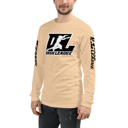 Long Sleeve Shirt Black with White Outline DL Logo (Front+Sleeves)