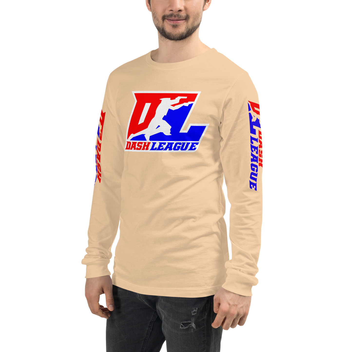 Long Sleeve Shirt Color with White Outline DL Logo (Front+Sleeves)