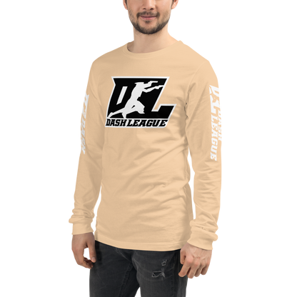 Long Sleeve Shirt White with Black Outline DL Logo (Front+Sleeves)