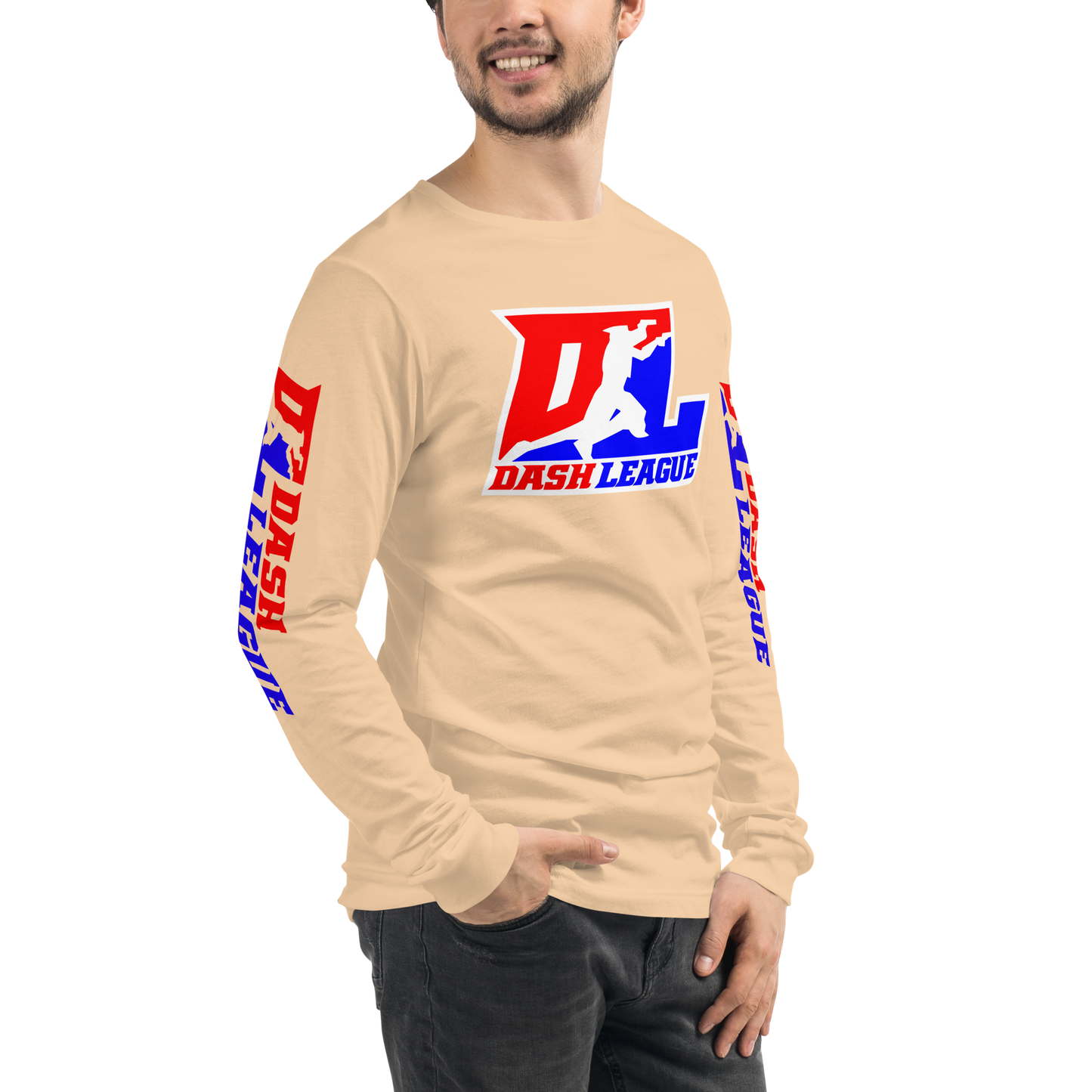 Long Sleeve Shirt Color with White Outline DL Logo (Front+Sleeves)