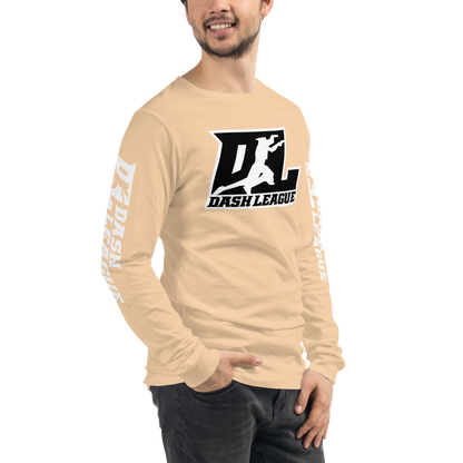 Long Sleeve Shirt White with Black Outline DL Logo (Front+Sleeves)