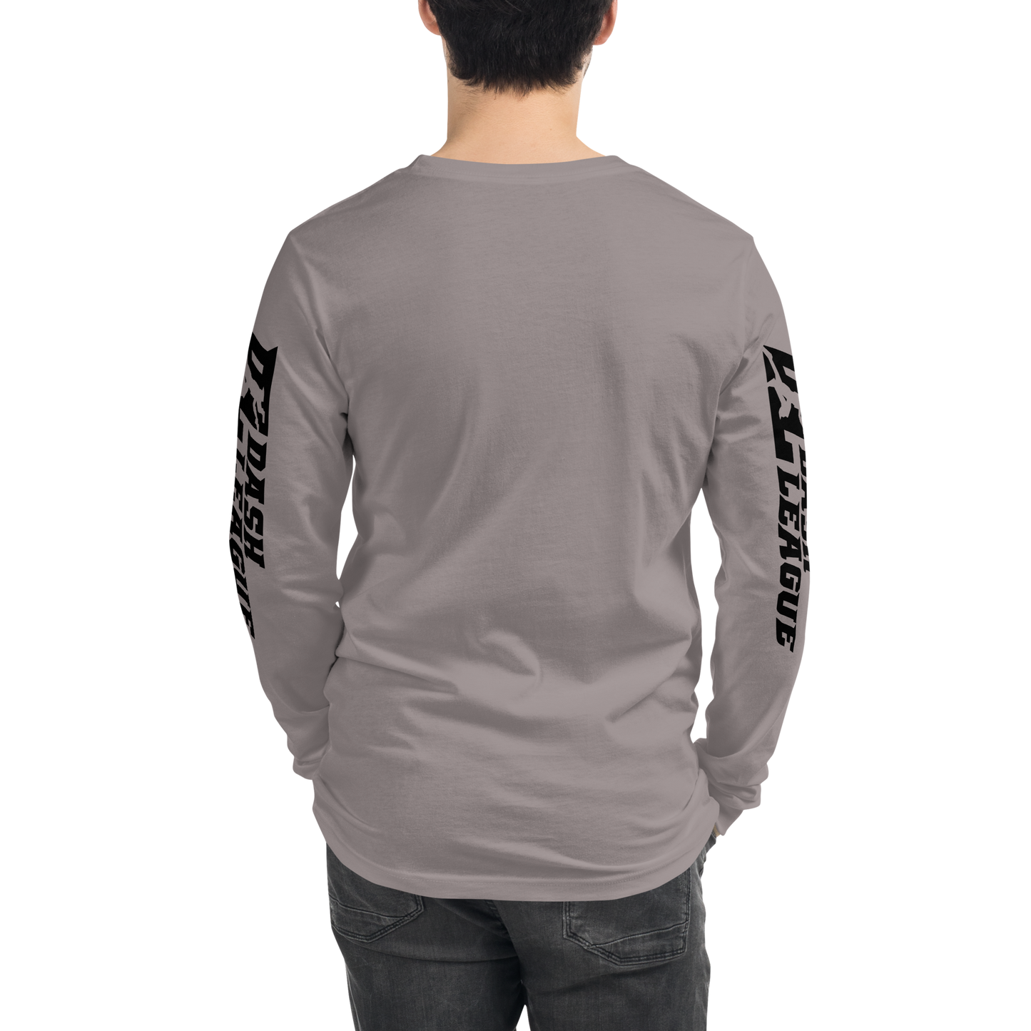 Long Sleeve Shirt Black with White Outline DL Logo (Front+Sleeves)