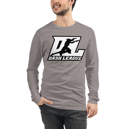 Long Sleeve Shirt White with Black Outline DL Logo (Front+Back)