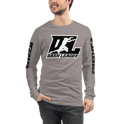 Long Sleeve Shirt Black with White Outline DL Logo (Front+Sleeves)