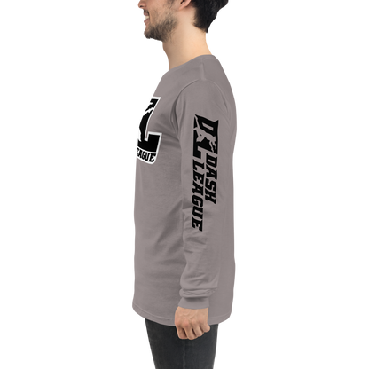 Long Sleeve Shirt Black with White Outline DL Logo (Front+Sleeves)