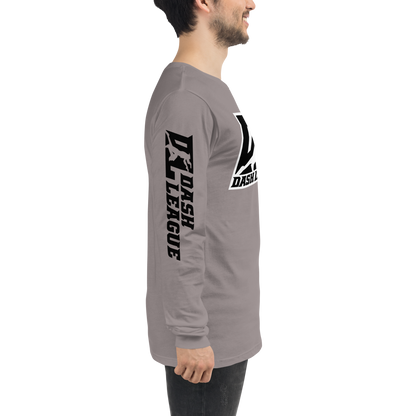 Long Sleeve Shirt Black with White Outline DL Logo (Front+Sleeves)