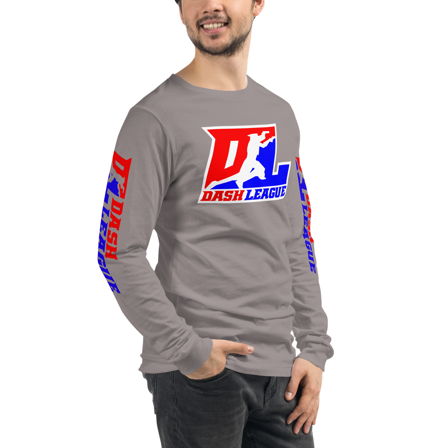 Long Sleeve Shirt Color with White Outline DL Logo (Front+Sleeves)