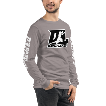 Long Sleeve Shirt White with Black Outline DL Logo (Front+Sleeves)