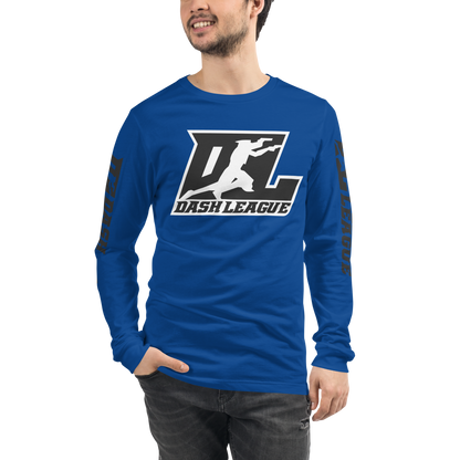 Long Sleeve Shirt Black with White Outline DL Logo (Front+Sleeves)