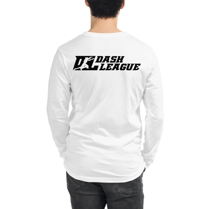 Long Sleeve Shirt White with Black Outline DL Logo (Front+Back)