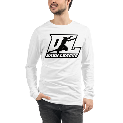 Long Sleeve Shirt White with Black Outline DL Logo (Front+Back)