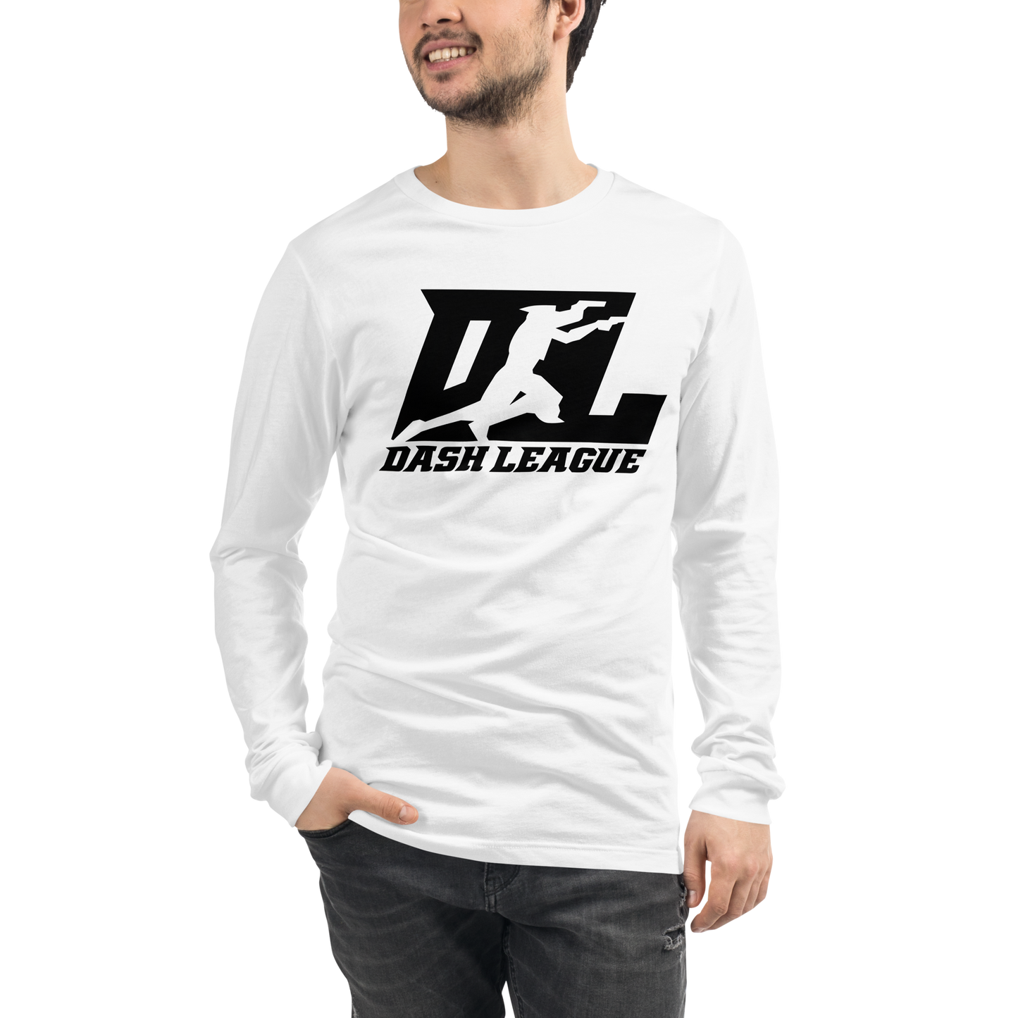 Long Sleeve Shirt Black with White Outline DL Logo (Front+Back)