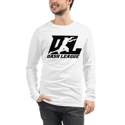 Long Sleeve Shirt Black with White Outline DL Logo (Front+Back)