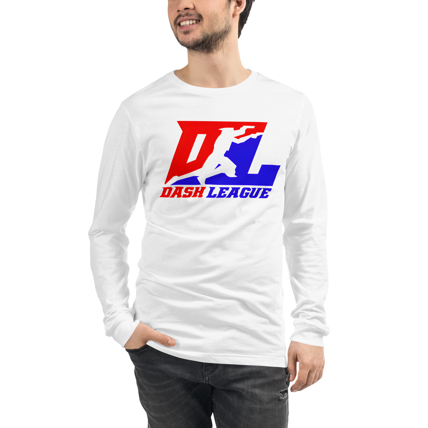 Camisa unisex de manga larga con logotipo DL en contorno blanco