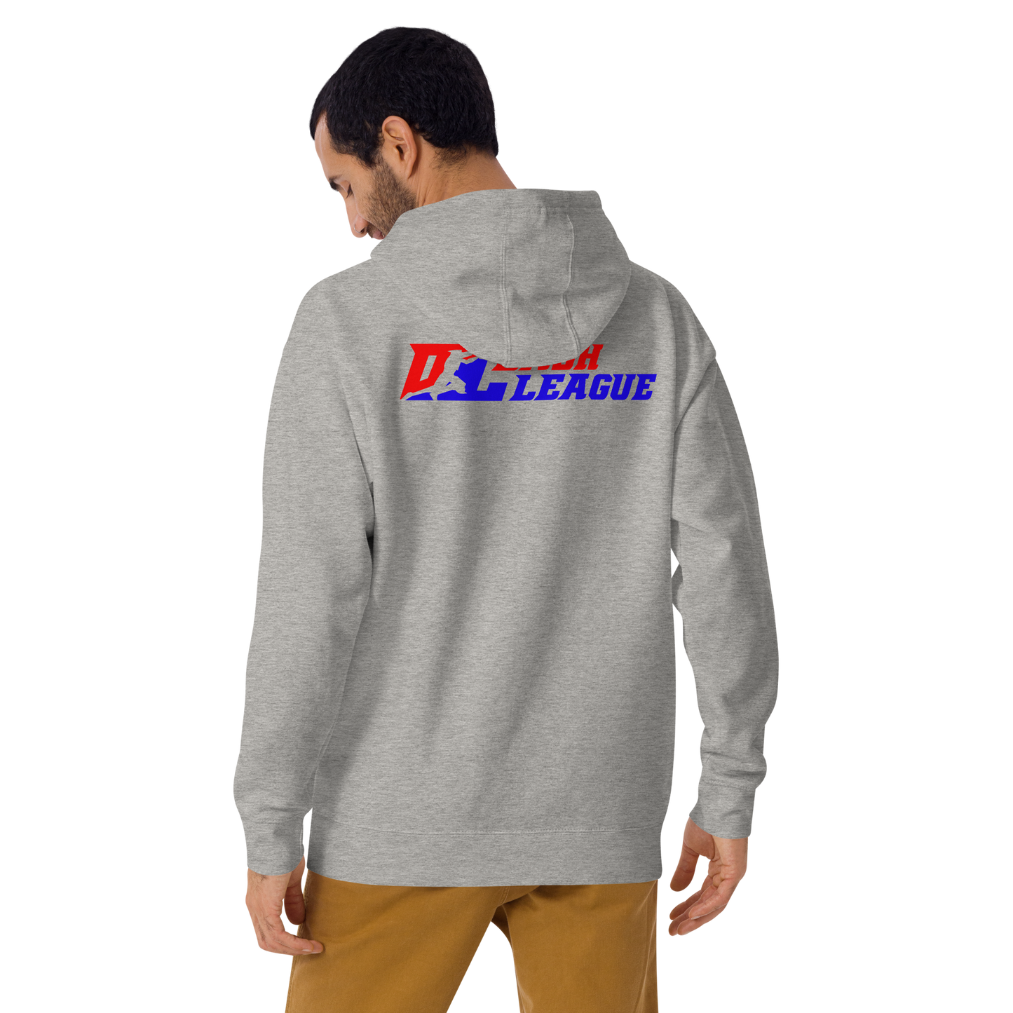 Sudadera unisex con capucha de color blanco con logotipo DL (parte delantera y trasera)