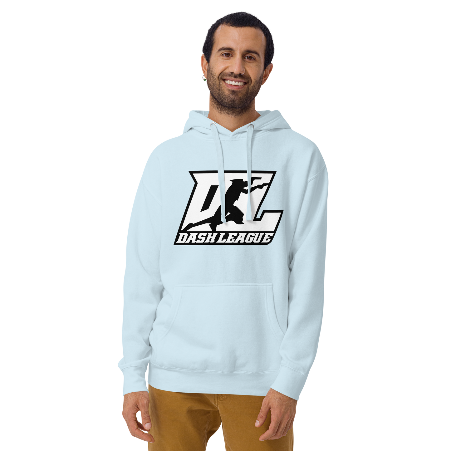 Hoodie White with Black Outline DL Logo