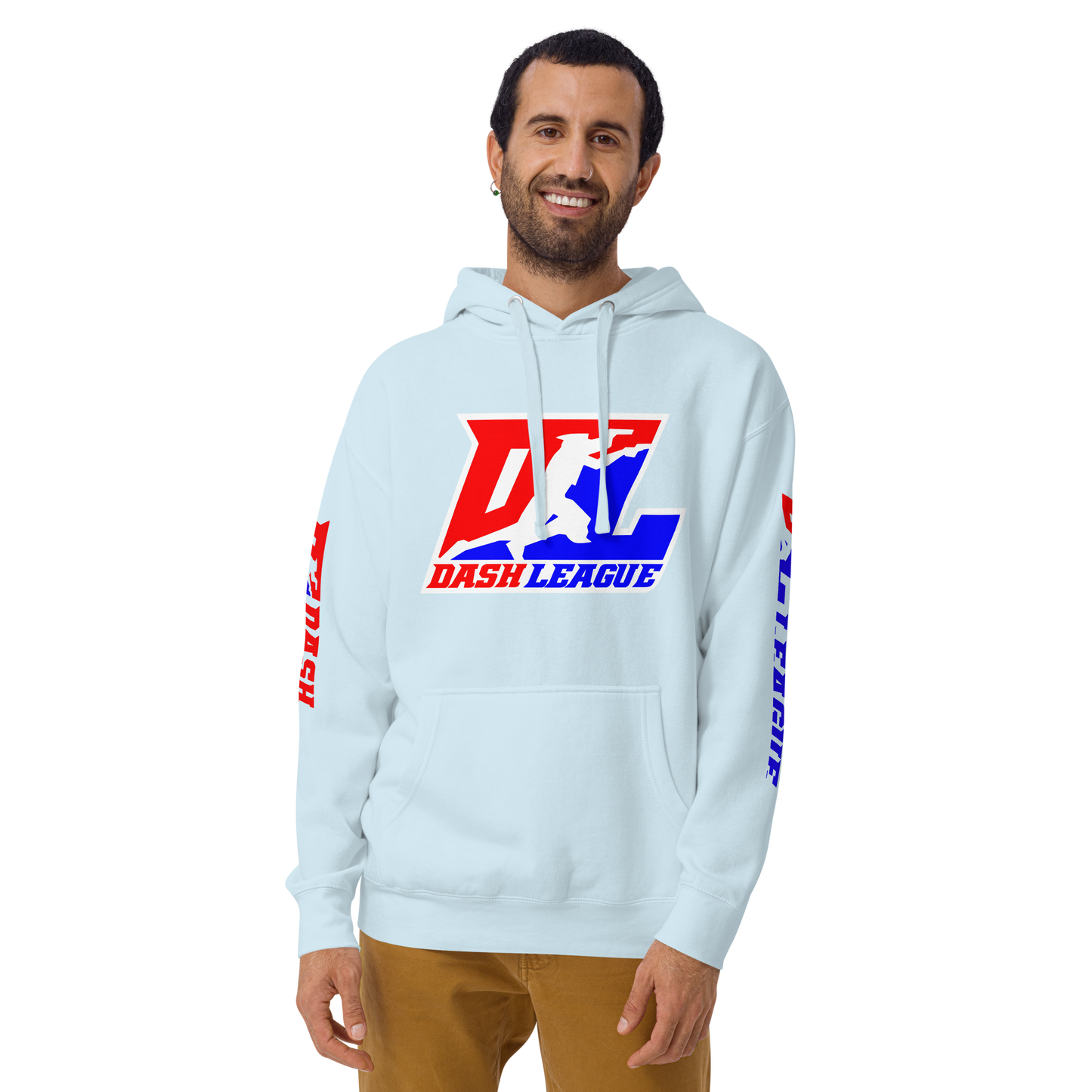 Hoodie Color with White Outline DL Logo (Front+Sleeves)