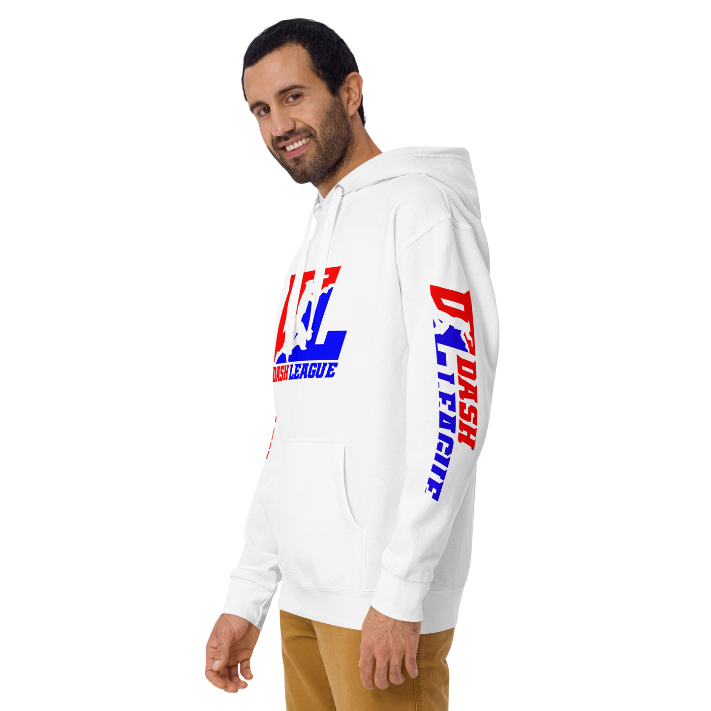 Hoodie Color with White Outline DL Logo (Front+Sleeves)