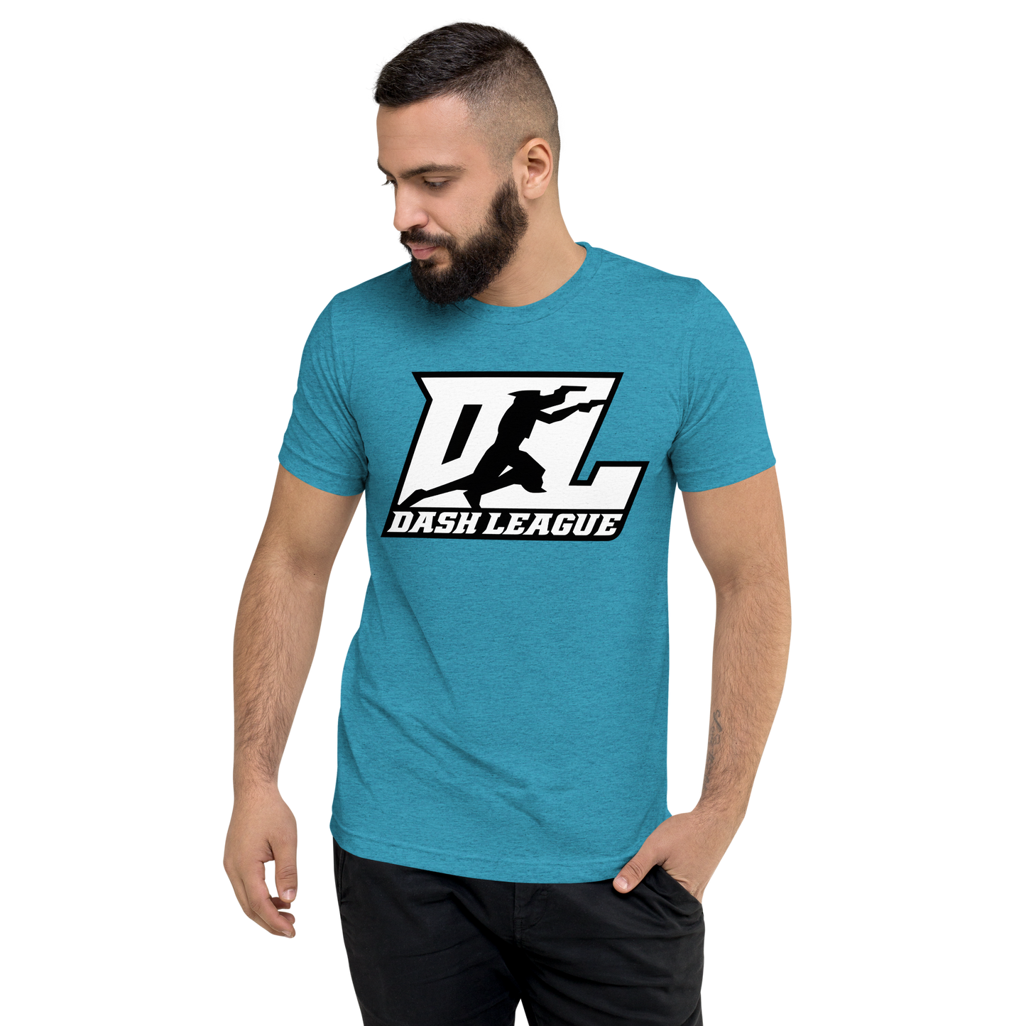 Tri-Blend Shirt White with Black Outline DL Logo