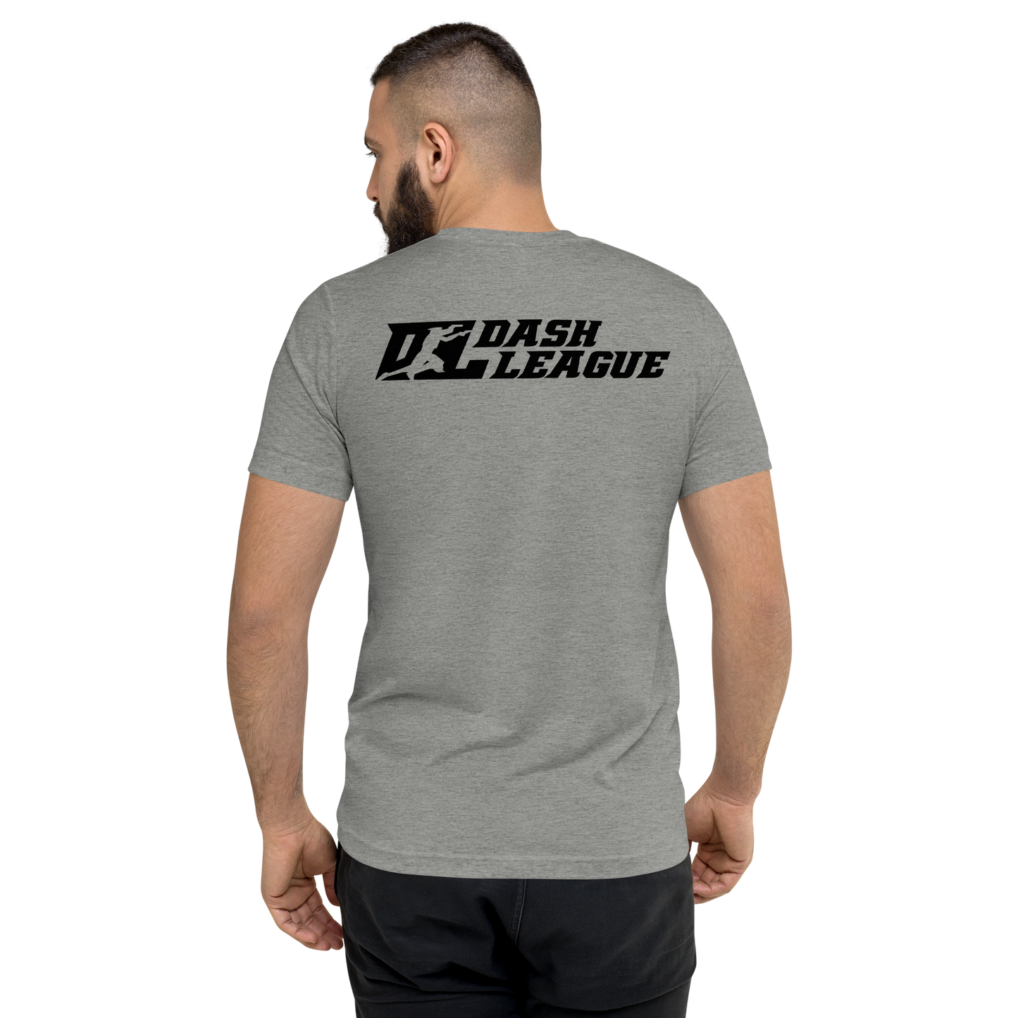 T-shirt unisexe Tri-Blend noir avec logo DL (devant + dos)