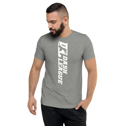 Camisa unisex de mezcla tricolor blanca con logotipo DL ancho (delante y detrás)