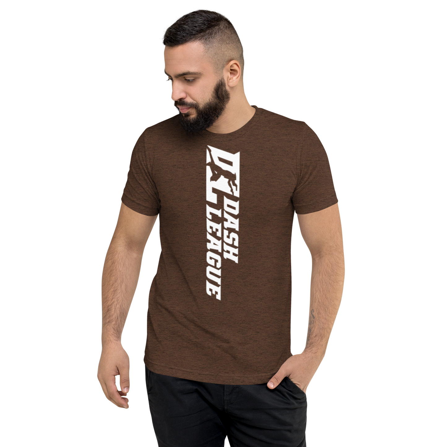 Camisa unisex de mezcla tricolor blanca con logotipo DL ancho (delante y detrás)