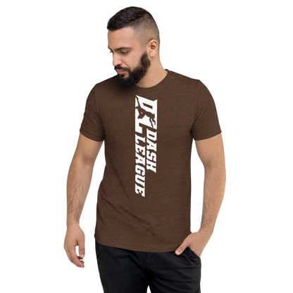 Camisa unisex de mezcla tricolor blanca con logotipo DL ancho (delante y detrás)