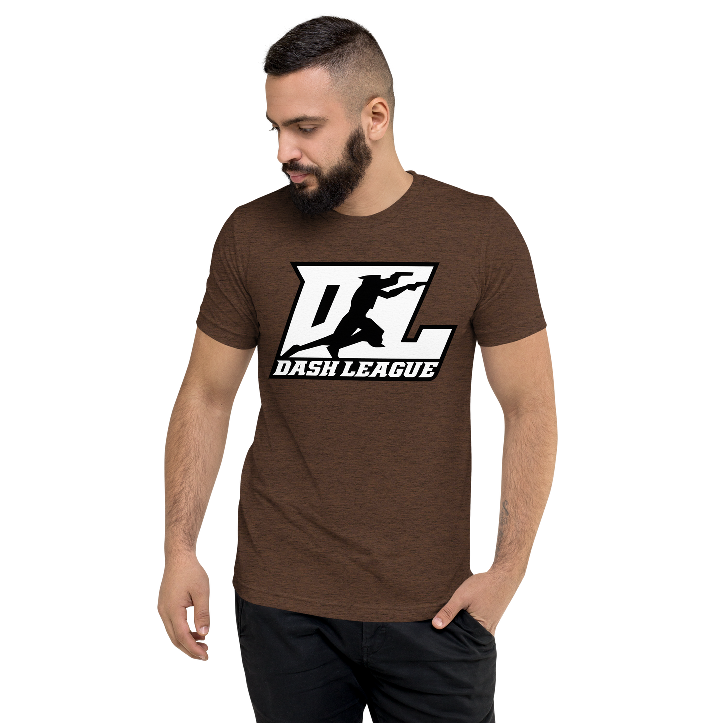 Tri-Blend Shirt White with Black Outline DL Logo