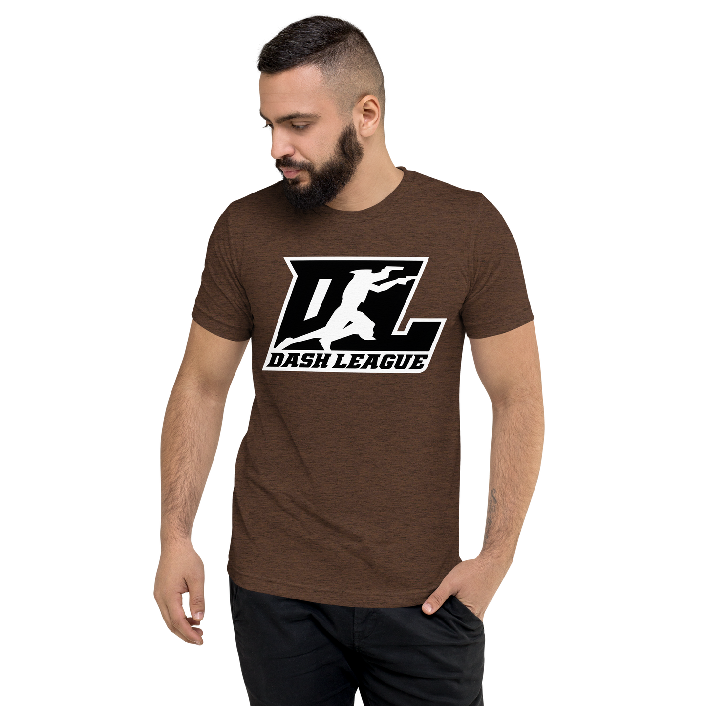 Tri-Blend Shirt Black with White Outline DL Logo