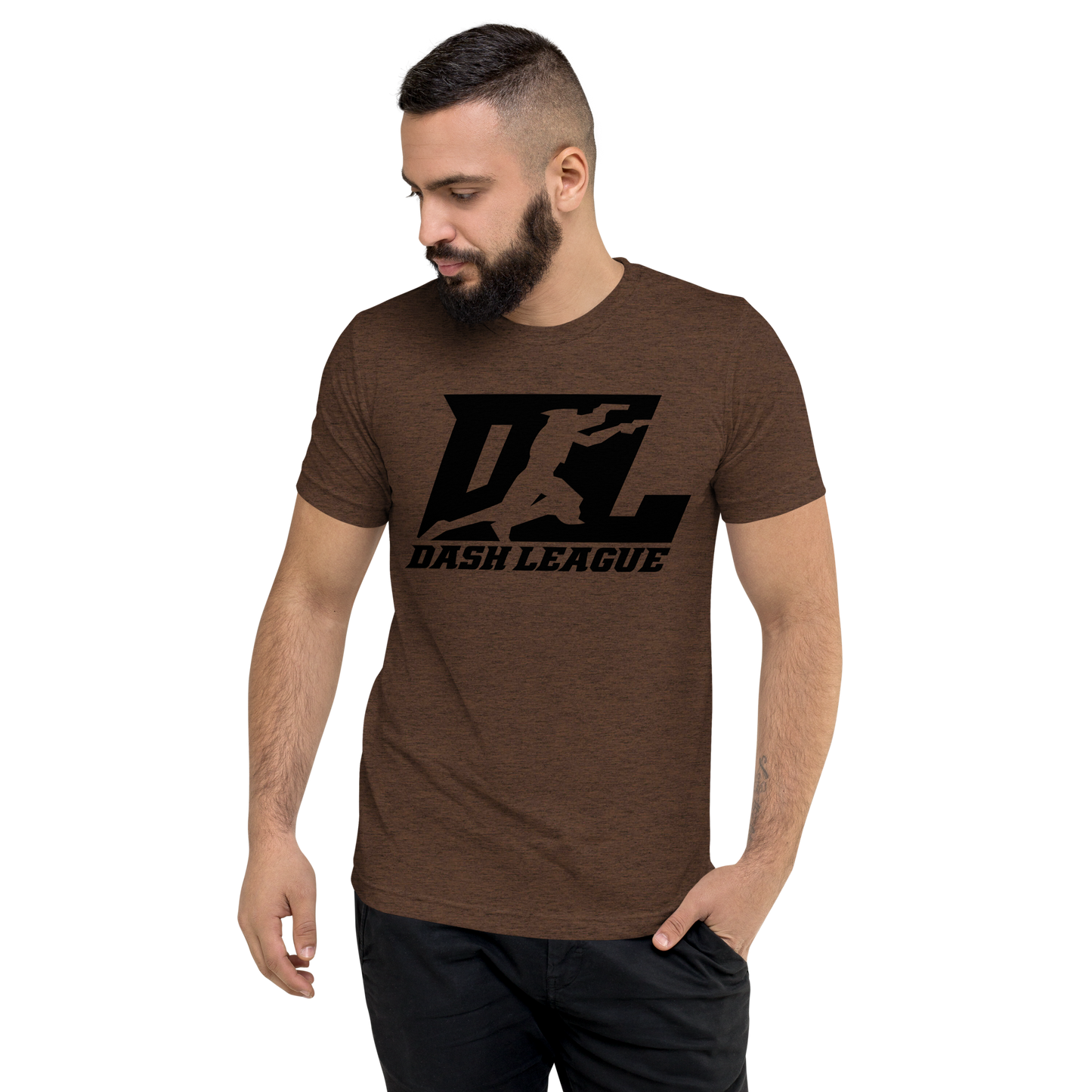 T-shirt unisexe Tri-Blend noir avec logo DL (devant + dos)