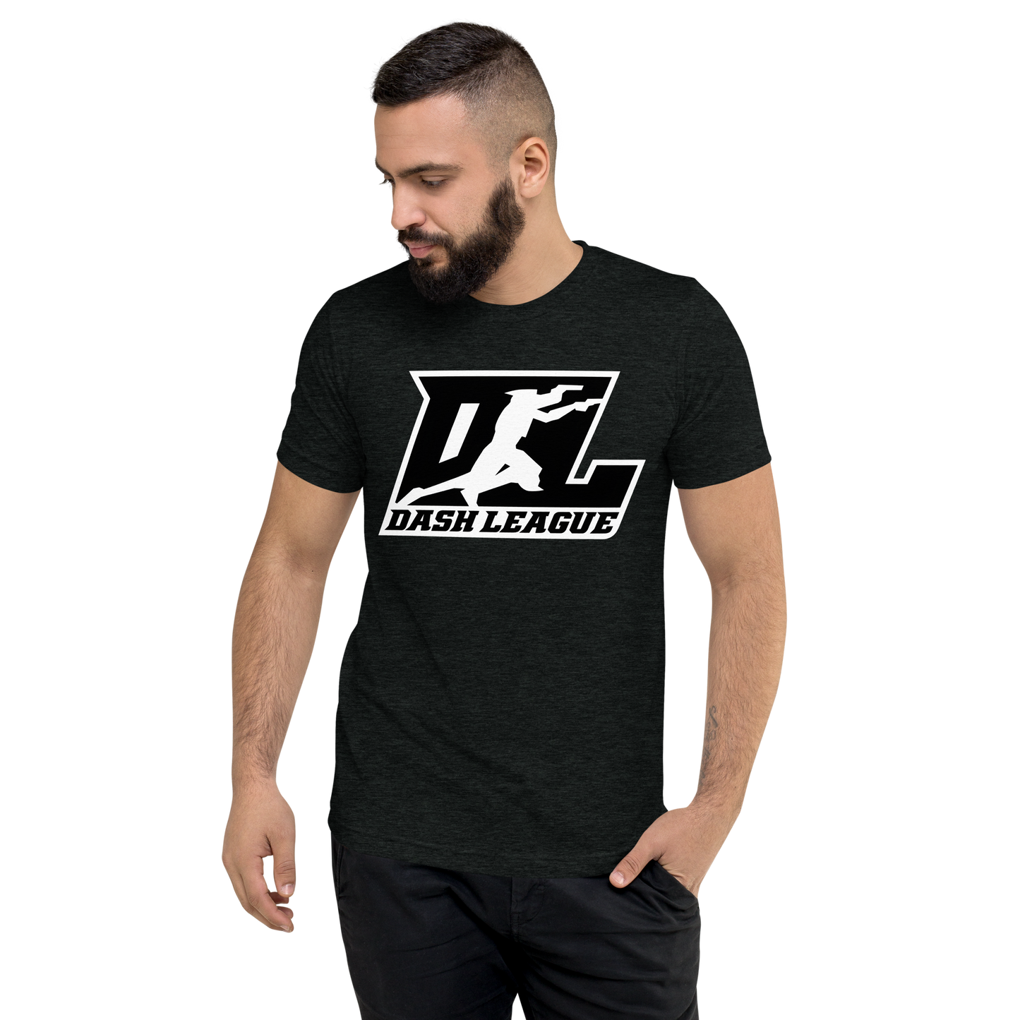 Tri-Blend Shirt Black with White Outline DL Logo