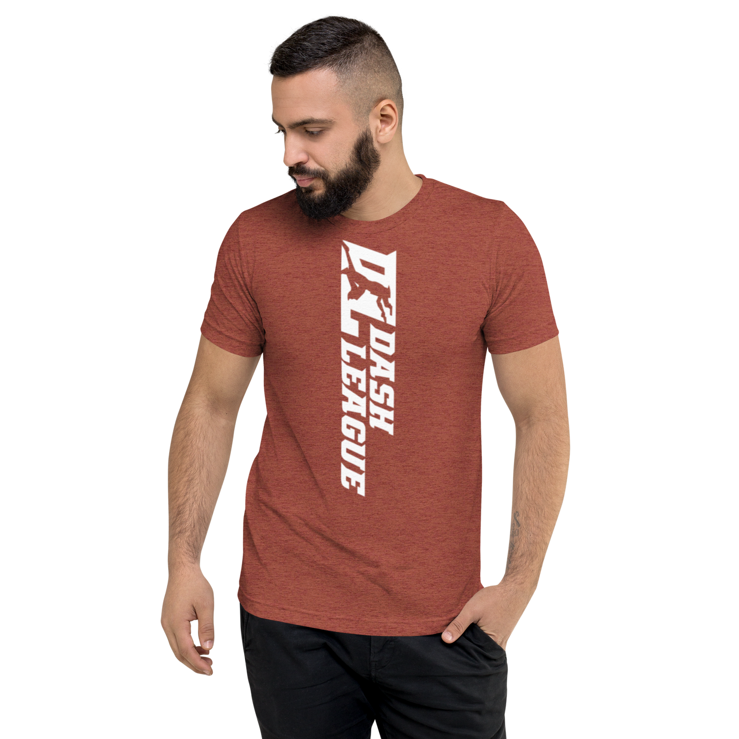 Camisa unisex de mezcla tricolor blanca con logotipo DL ancho (delante y detrás)