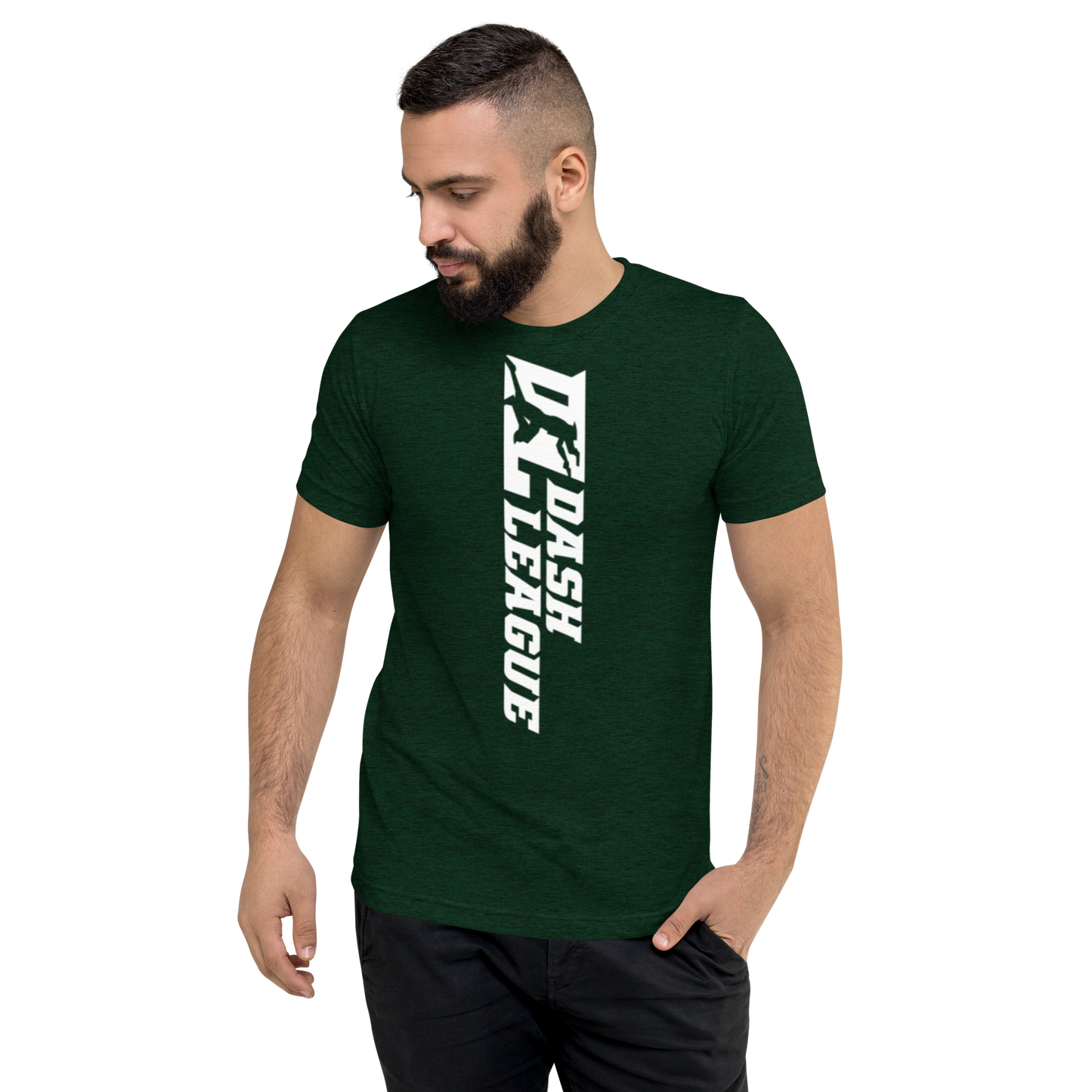 Camisa unisex de mezcla tricolor blanca con logotipo DL ancho (delante y detrás)