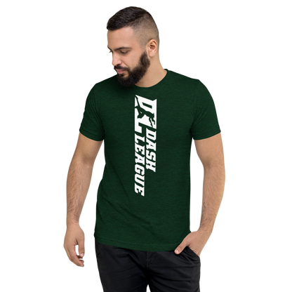 Camisa unisex de mezcla tricolor blanca con logotipo DL ancho (delante y detrás)