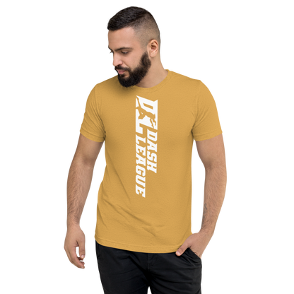 Camisa unisex de mezcla tricolor blanca con logotipo DL ancho (delante y detrás)