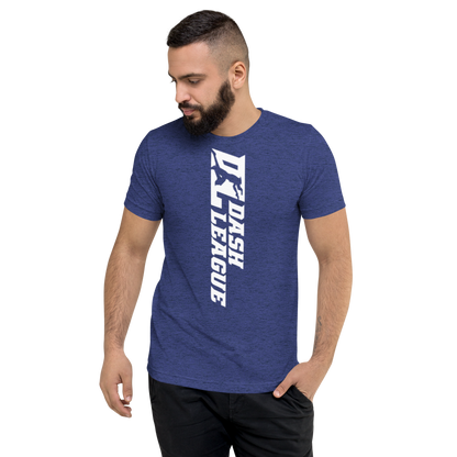 Camisa unisex de mezcla tricolor blanca con logotipo DL ancho (delante y detrás)