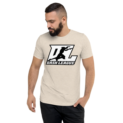 Tri-Blend Shirt White with Black Outline DL Logo (Front+Back)