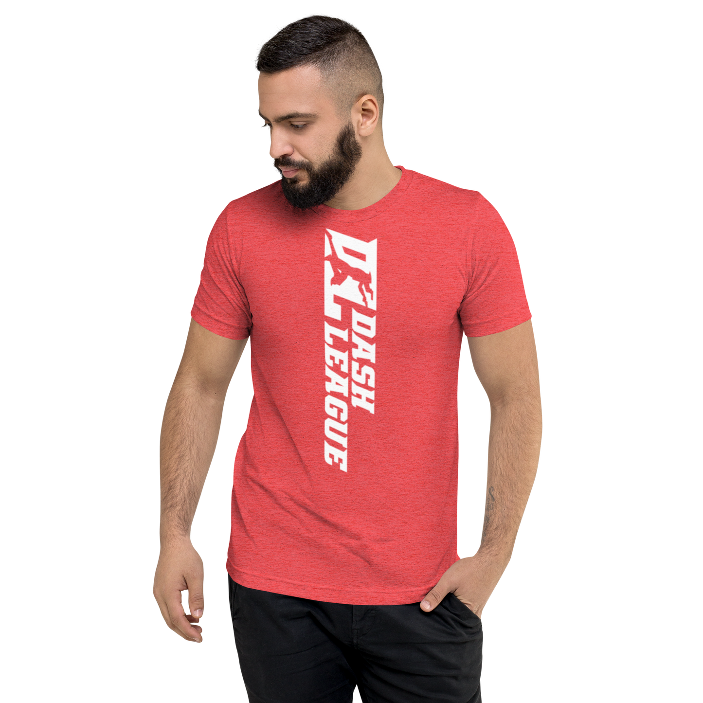 Camisa unisex de mezcla tricolor blanca con logotipo DL ancho (delante y detrás)