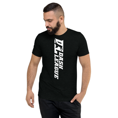 Camisa unisex de mezcla tricolor blanca con logotipo DL ancho (delante y detrás)