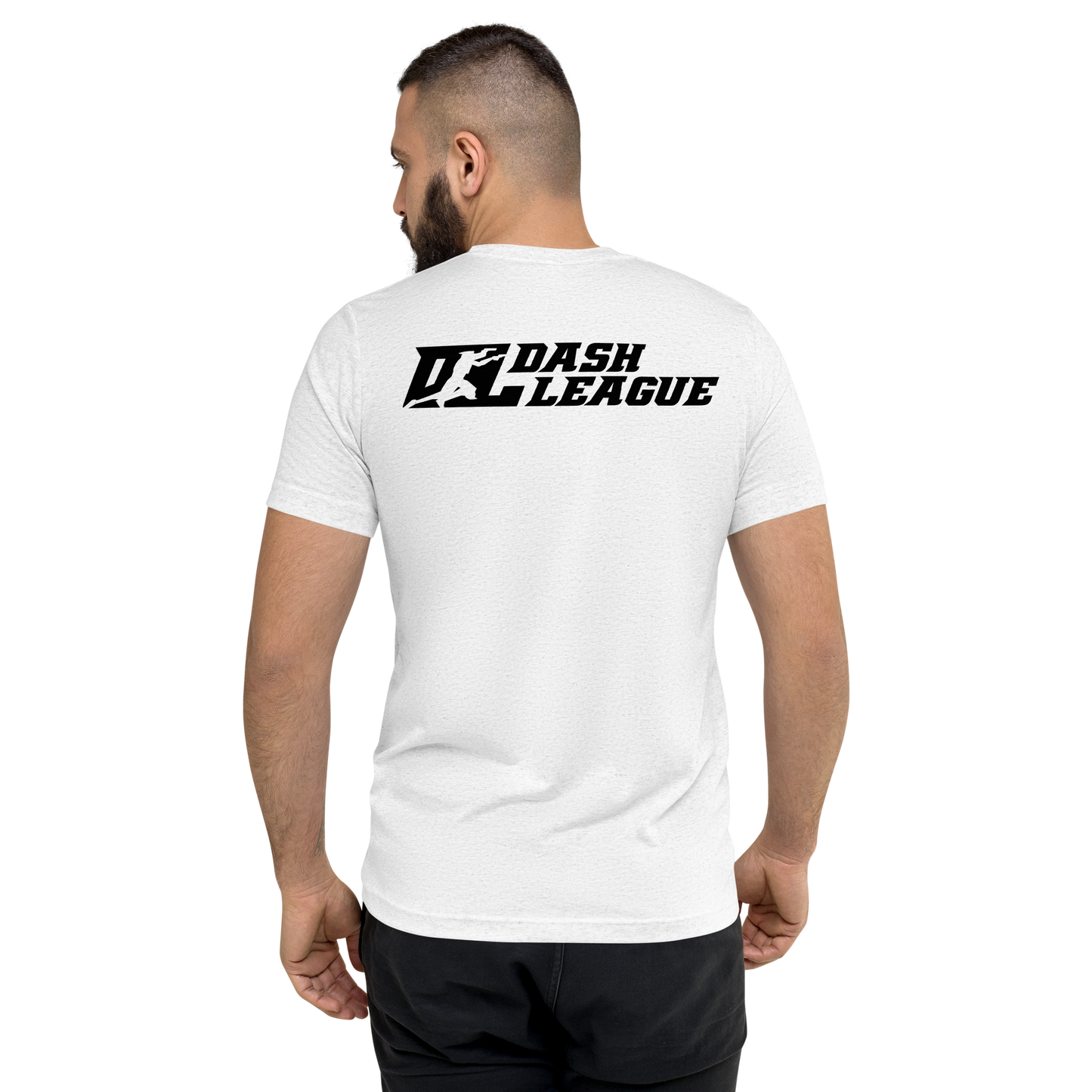 T-shirt unisexe Tri-Blend noir avec logo DL (devant + dos)