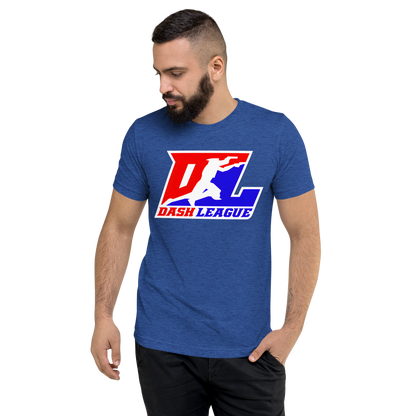 Camisa unisex de mezcla de tres colores con logotipo DL en contorno blanco