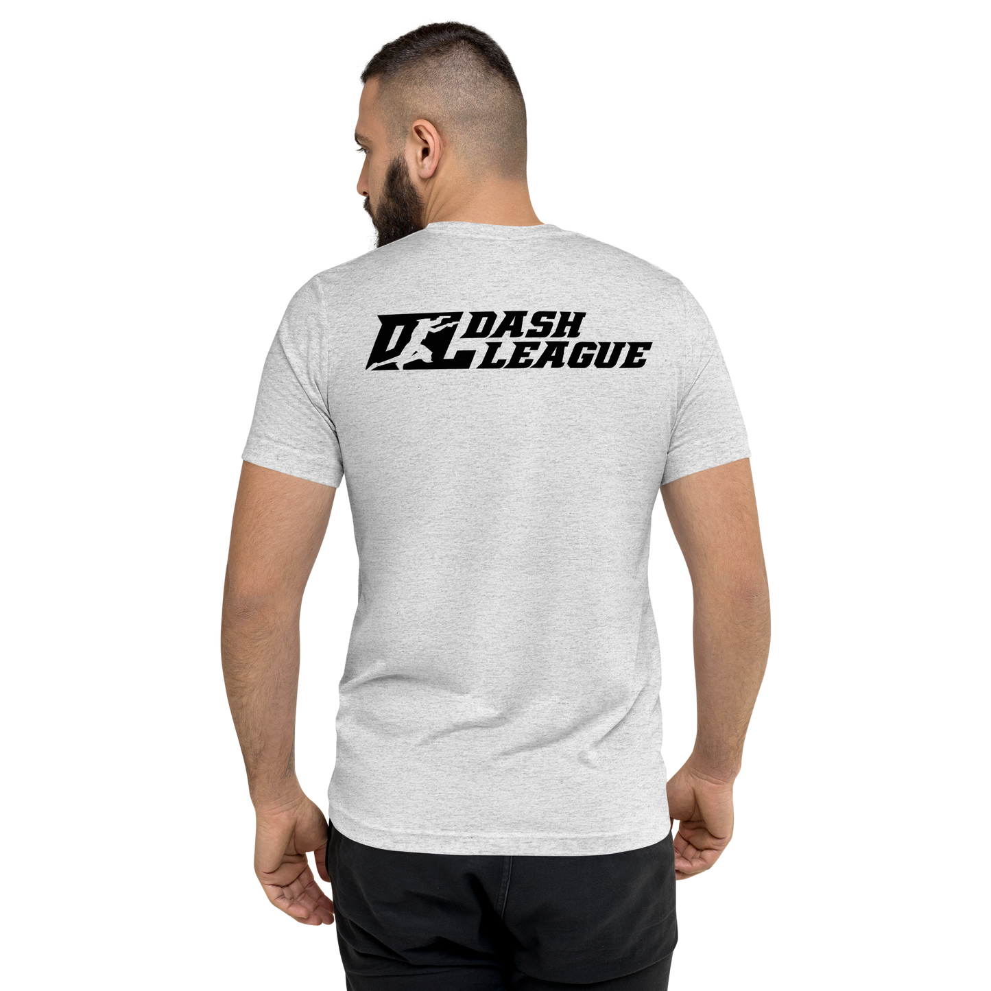 T-shirt unisexe Tri-Blend noir avec logo DL (devant + dos)