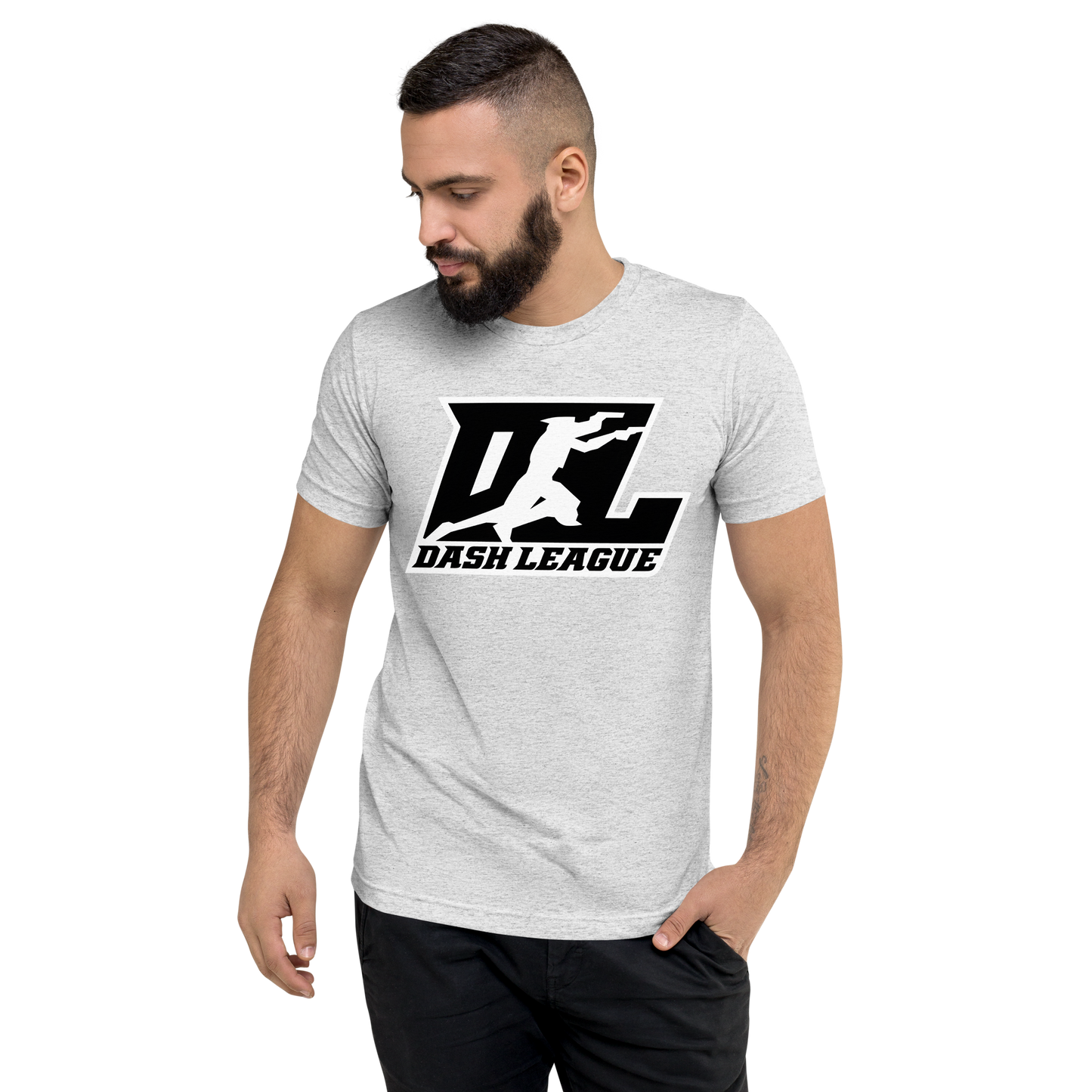 Tri-Blend Shirt Black with White Outline DL Logo (Front+Back)