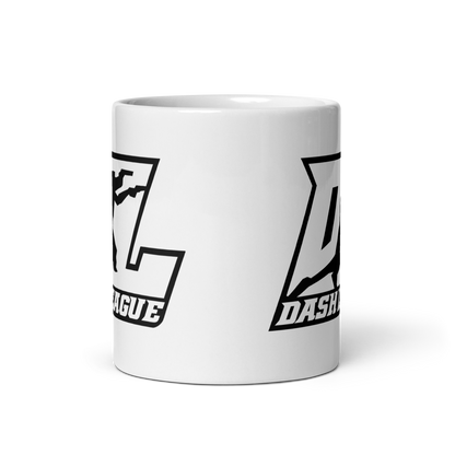 White Mug Black Outline DL Logo Wrap