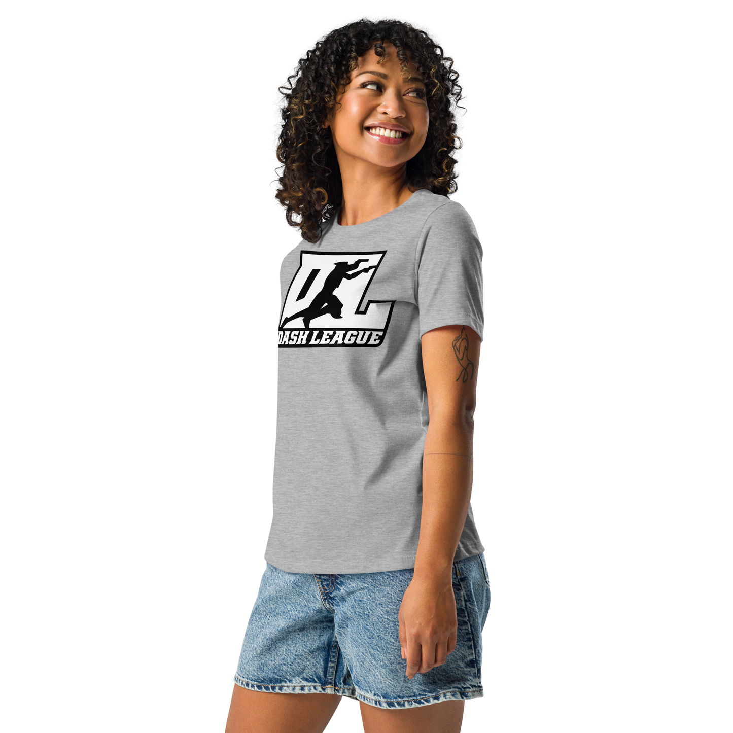 T-shirt décontracté pour femme blanc avec logo DL à contour noir